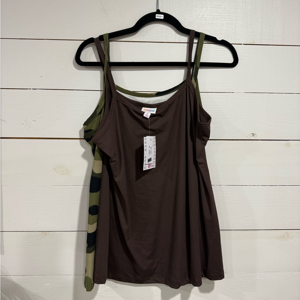 LuLaRoe Brown and Camo Essential Cami Set